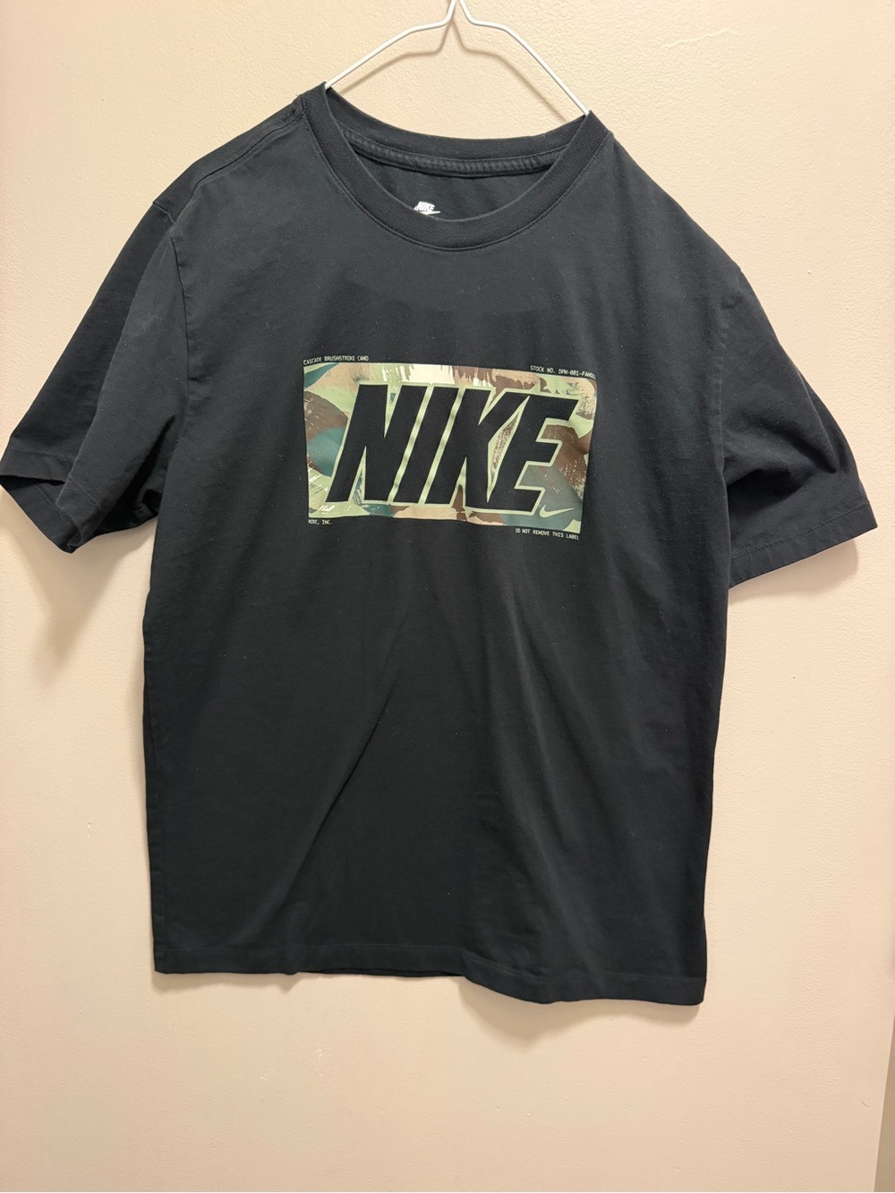 Nike Black Short-Sleeve Tee with Camo Logo